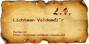 Lichtman Valdemár névjegykártya